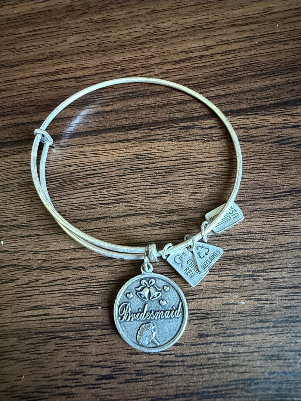 Bridesmaid Silver Charm Bangle Bracelet